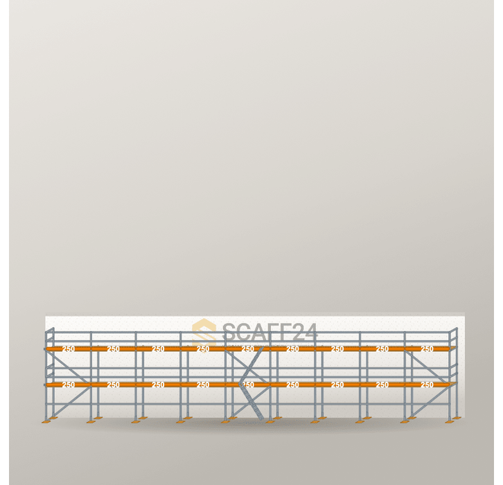 Fassadengerüst 22,5 x 6 m | 146,25 m² | Stahl / Holzbelag | R65 Fassadengerüst Scaff24 