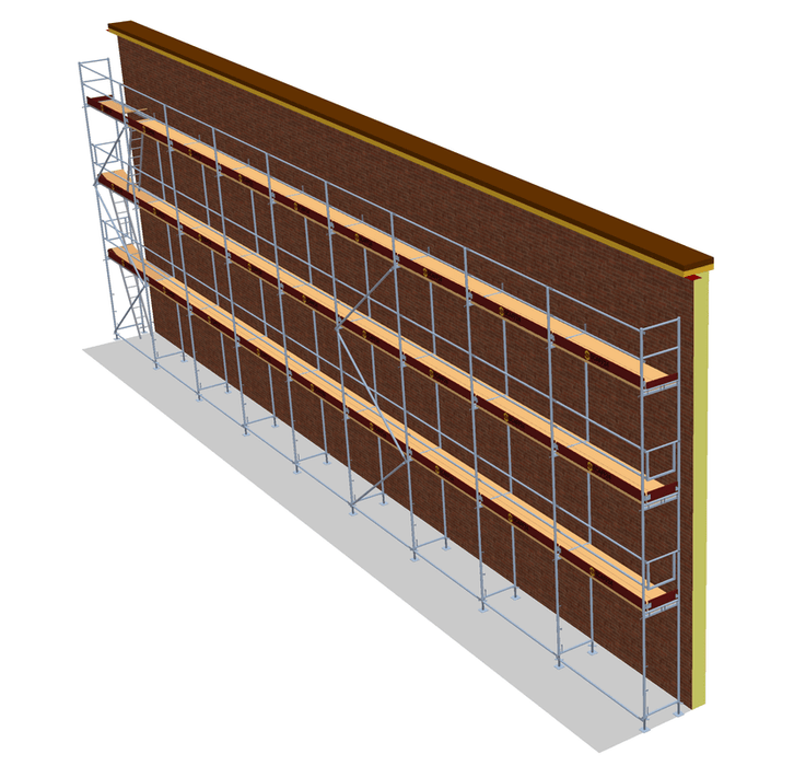 Fassadengerüst 22,5 x 8 m | 180 m² | Stahl / Holzboden | SL74 Fassadengerüst Scaff24 
