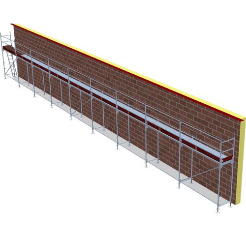 Fassadengerüst 23,13 x 4 m | 104,09 m² | Stahl / Stahlboden | S73 Fassadengerüst Scaff24 