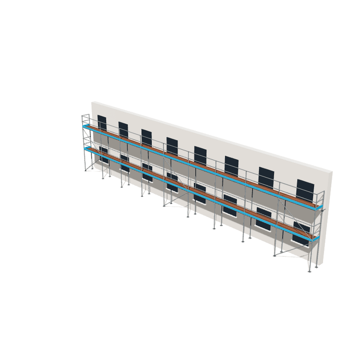 Fassadengerüst 23,13 x 6 m | 150,35 m² | Stahl / Sperrholz | S73 Fassadengerüst Scaff24 