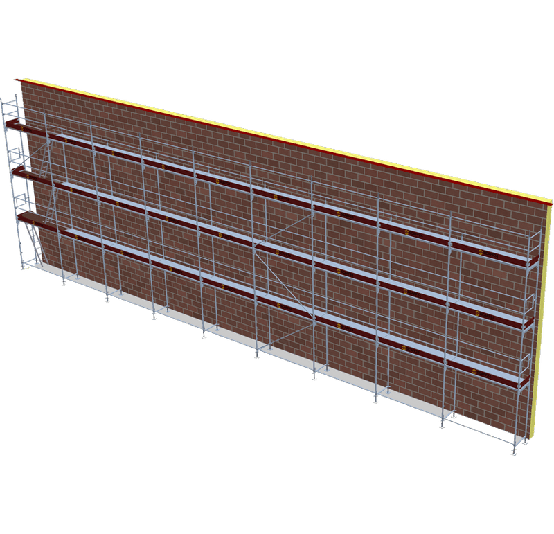 Fassadengerüst 23,13 x 8 m | 196,61 m² | Stahl / Stahlboden | S73 Gerüst Scaff24 