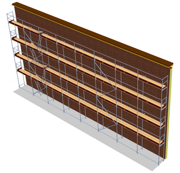 Fassadengerüst 24 x 10 m | 252 m² | Stahl / Holzbelag | SL74 Fassadengerüst Scaff24 
