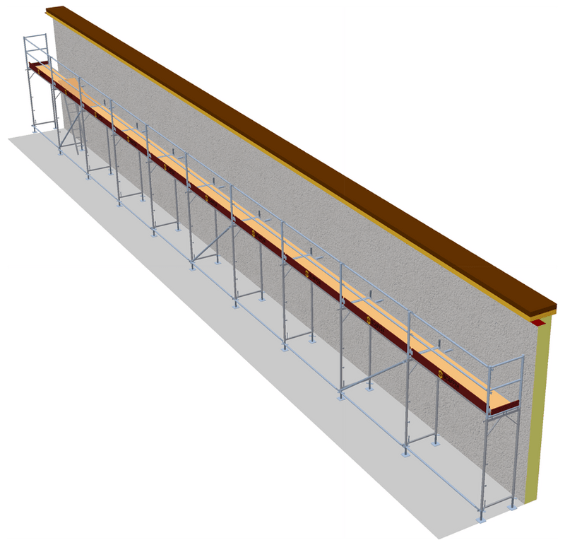 Fassadengerüst 25 x 4 m | 112,5 m² | Alu / Sperrholz | SL74 Alugerüst Scaff24 