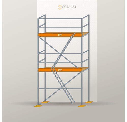 Fassadengerüst 2,5 x 4 m | 16,25 m² | Stahl / Holzbelag | R65 Fassadengerüst Scaff24 