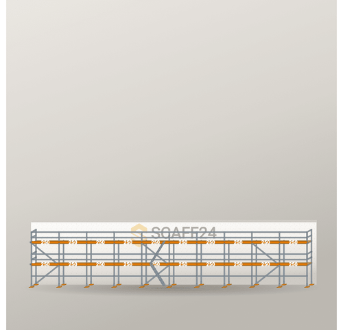 Fassadengerüst 25 x 6 m | 162,5 m² | Stahl / Holzbelag | R65 Fassadengerüst Scaff24 