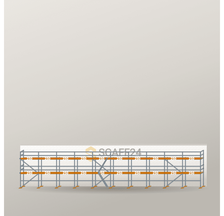 Fassadengerüst 25 x 6 m | 162,5 m² | Stahl / Holzbelag | R65 Fassadengerüst Scaff24 