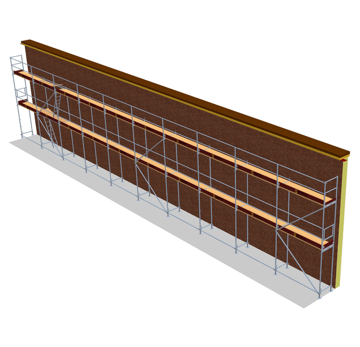 Fassadengerüst 25 x 6 m | 162,5 m² | Stahl / Holzboden | SL74 Fassadengerüst Scaff24 