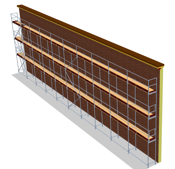 Fassadengerüst 25 x 8 m | 212,5 m² | Stahl / Holzbelag | SL74 Fassadengerüst Scaff24 