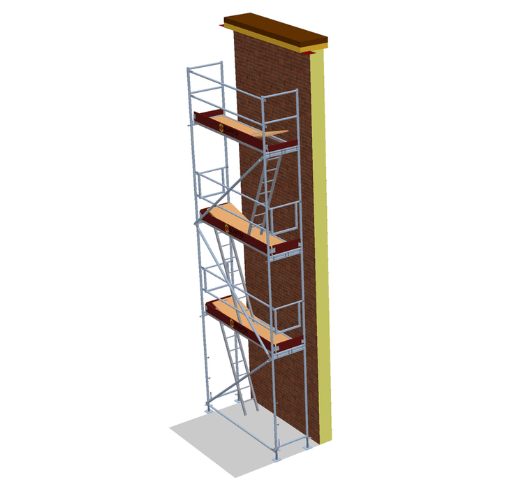 Fassadengerüst 2,5 x 8 m | 21,25 m² | Stahl / Holzboden | SL74 Fassadengerüst Scaff24 