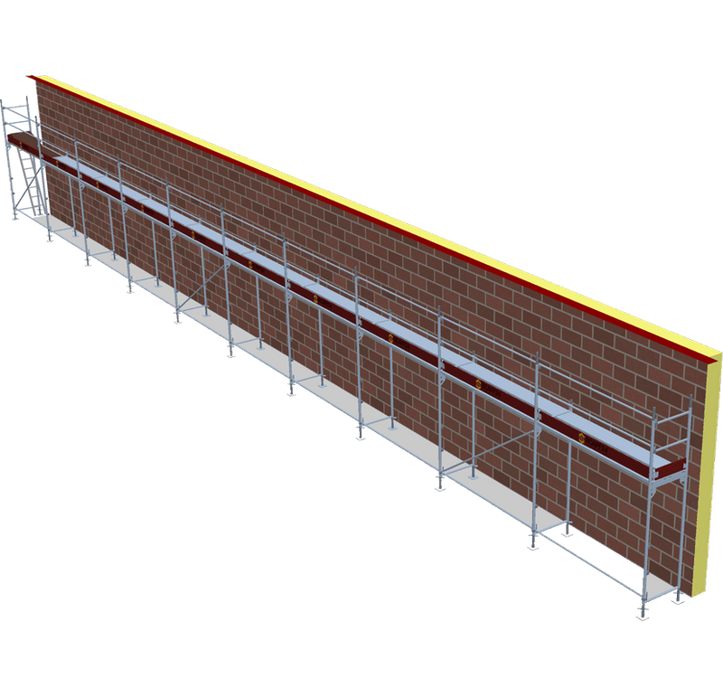Fassadengerüst 25,7 x 4 m | 115,65 m² | Stahl / Stahlboden | S73 Fassadengerüst Scaff24 