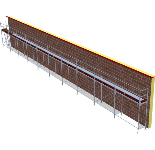 Fassadengerüst 25,7 x 4 m | 115,65 m² | Stahl / Stahlboden | S73 Fassadengerüst Scaff24 