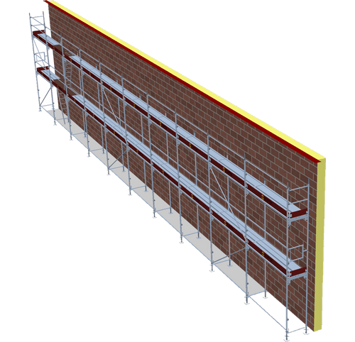Fassadengerüst 25,7 x 6 m | 167,05 m² | Stahl / Stahlboden | S73 Fassadengerüst Scaff24 