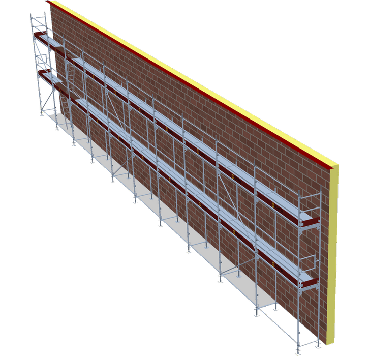 Fassadengerüst 25,7 x 6 m | 167,05 m² | Stahl / Stahlboden | S73 Fassadengerüst Scaff24 