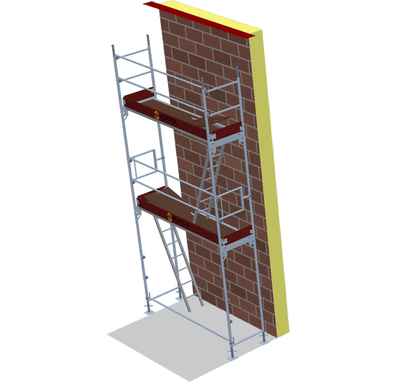 Fassadengerüst 2,57 x 6 m | 16,71 m² | Stahl / Sperrholz | S73 Fassadengerüst Scaff24 