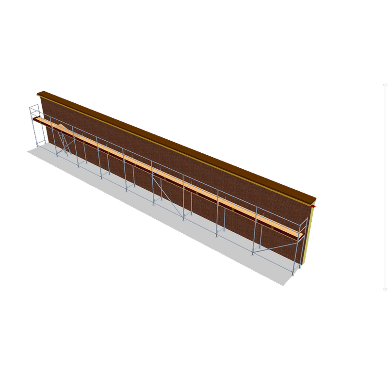 Fassadengerüst 27 x 4 m | 121,5 m² | Stahl / Holzbelag | SL74 Gerüst Scaff24 