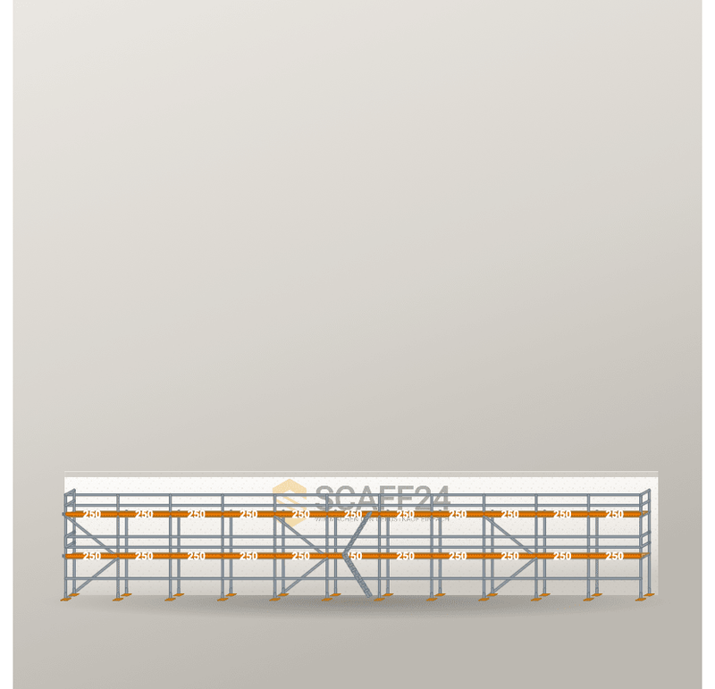 Fassadengerüst 27,5 x 6 m | 178,75 m² | Stahl / Holzbelag | R65 Fassadengerüst Scaff24 