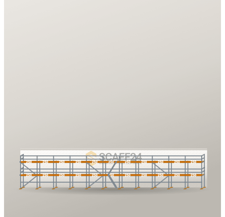 Fassadengerüst 27,5 x 6 m | 178,75 m² | Stahl / Holzbelag | R65 Fassadengerüst Scaff24 