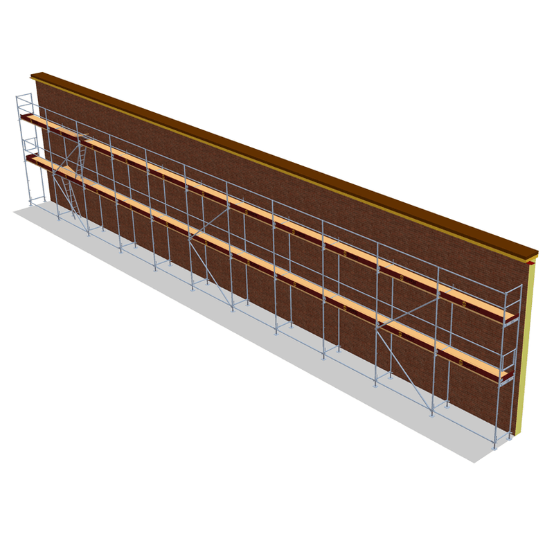 Fassadengerüst 27,5 x 6 m | 178,75 m² | Stahl / Holzbelag | SL74 Fassadengerüst Scaff24 