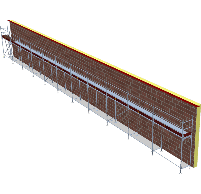 Fassadengerüst 28,27 x 4 m | 127,22 m² | Stahl / Stahlboden | S73 Fassadengerüst Scaff24 