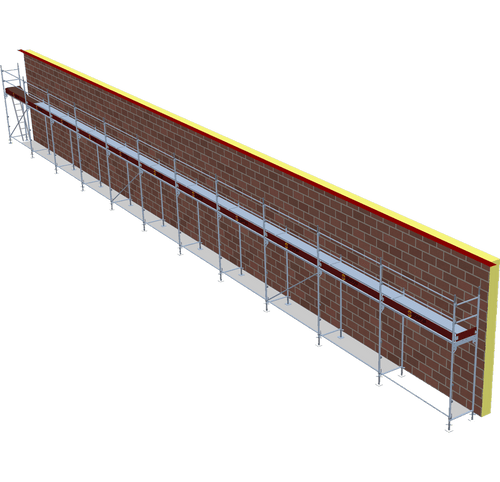 Fassadengerüst 28,27 x 4 m | 127,22 m² | Stahl / Stahlboden | S73 Fassadengerüst Scaff24 