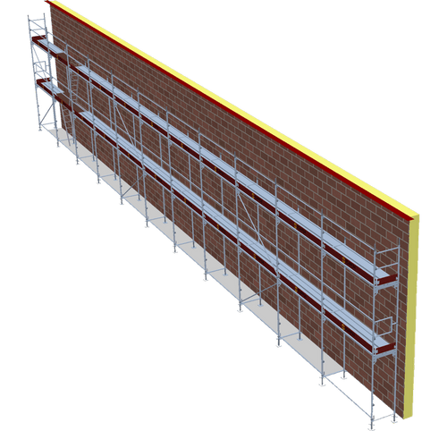 Fassadengerüst 28,27 x 6 m | 183,76 m² | Stahl / Stahlboden | S73 Fassadengerüst Scaff24 