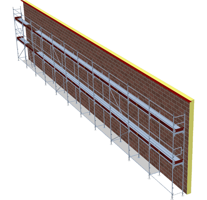 Fassadengerüst 28,27 x 6 m | 183,76 m² | Stahl / Stahlboden | S73 Fassadengerüst Scaff24 