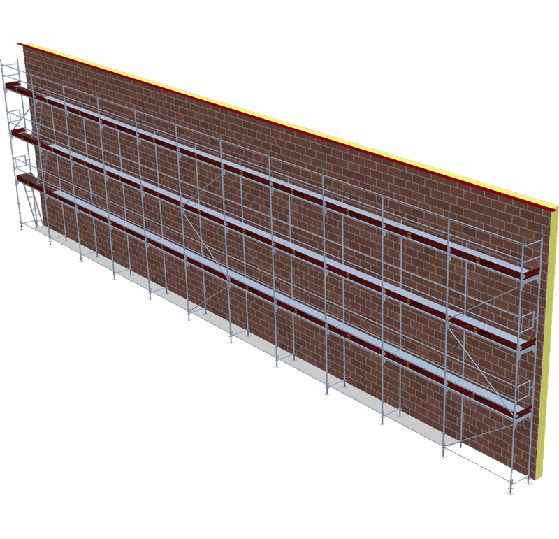 Fassadengerüst 28,27 x 8 m | 240,3 m² | Stahl / Stahlboden | S73 Fassadengerüst Scaff24 