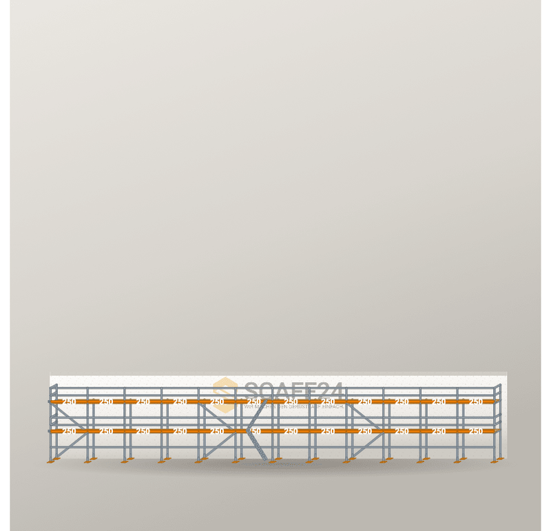Fassadengerüst 30 x 6 m | 195 m² | Stahl / Holzbelag | RUX65 Fassadengerüst Scaff24 