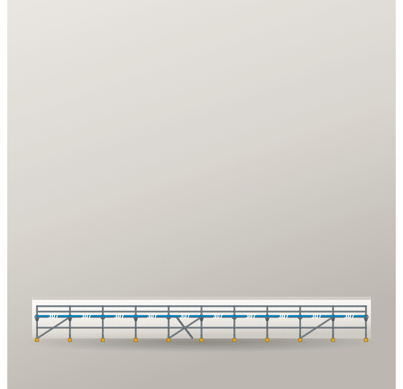 Fassadengerüst 30,7 x 4 m | 138,15 m² | Stahl / Sperrholz | S73 Fassadengerüst Scaff24 