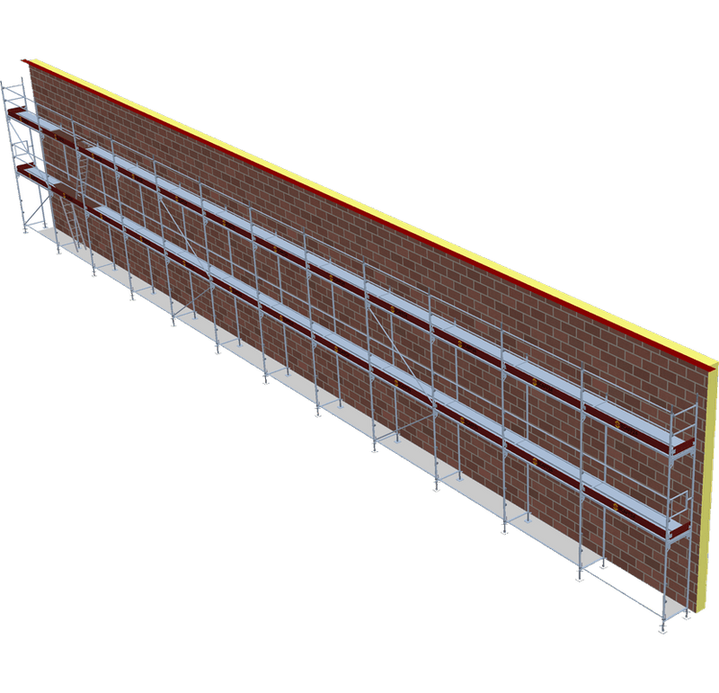 Fassadengerüst 30,84 x 6 m | 200,46 m² | Stahl / Stahlboden | S73 Fassadengerüst Scaff24 