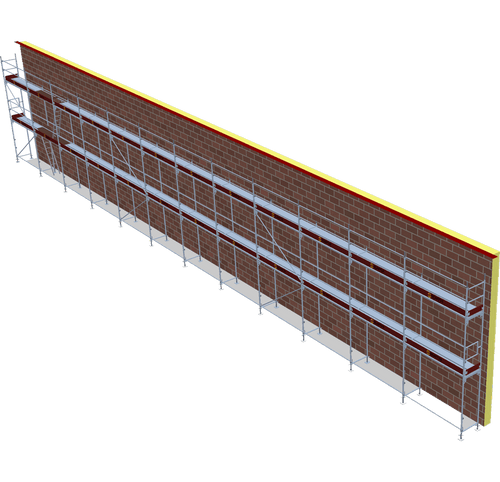 Fassadengerüst 30,84 x 6 m | 200,46 m² | Stahl / Stahlboden | S73 Fassadengerüst Scaff24 