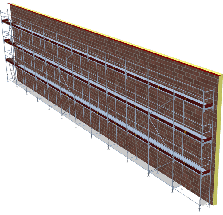 Fassadengerüst 30,84 x 8 m | 262,14 m² | Stahl / Stahlboden | S73 Fassadengerüst Scaff24 