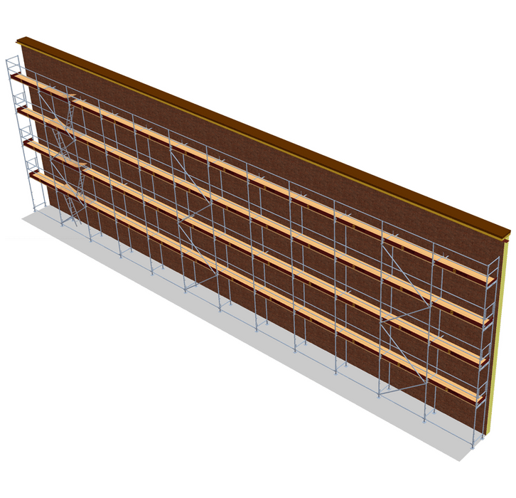 Fassadengerüst 36 x 10 m | 378 m² | Stahl / Holzbelag | SL74 Fassadengerüst Scaff24 