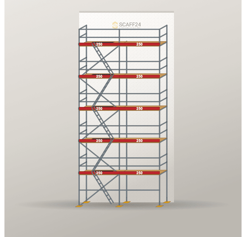 Fassadengerüst 5 x 12 m | 62,5 m² | Stahl / Holzbelag | SL74 Fassadengerüst Scaff24 