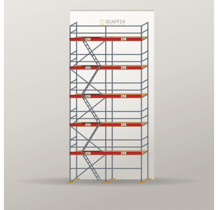 Fassadengerüst 5 x 12 m | 62,5 m² | Stahl / Holzbelag | SL74 Fassadengerüst Scaff24 
