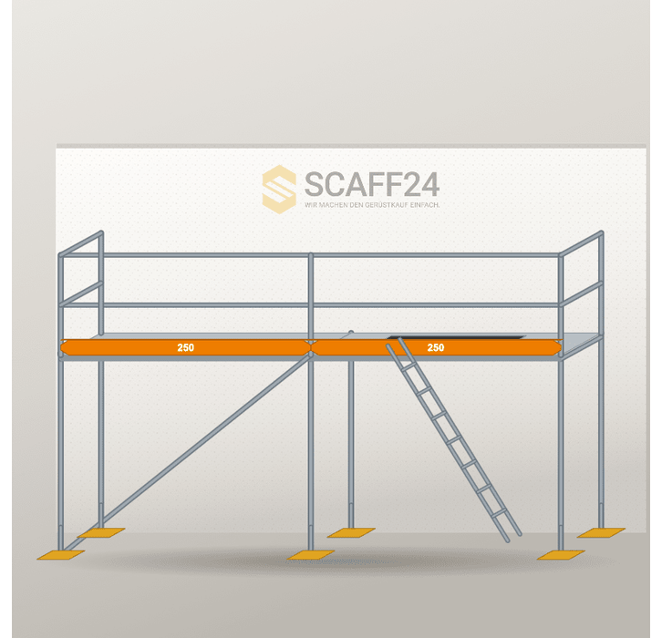 Fassadengerüst 5 x 4 m | 22,5 m² | Stahl / Holzbelag | R65 Fassadengerüst Scaff24 