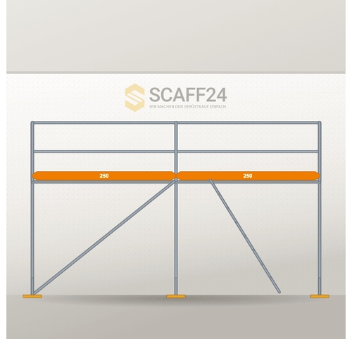 Fassadengerüst 5 x 4 m | 22,5 m² | Stahl / Holzbelag | R65 Fassadengerüst Scaff24 