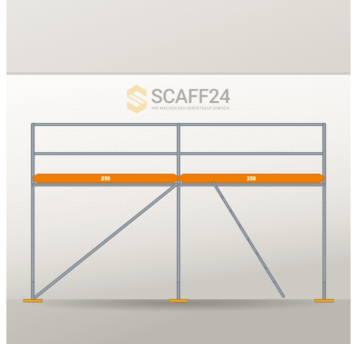 Fassadengerüst 5 x 4 m | 22,5 m² | Stahl / Holzbelag | R65 Fassadengerüst Scaff24 