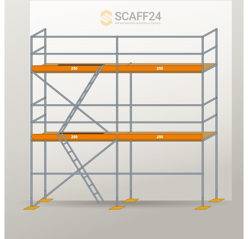 Fassadengerüst 5 x 4 m | 32,5 m² | Stahl / Holzbelag | RUX65 Fassadengerüst Scaff24 
