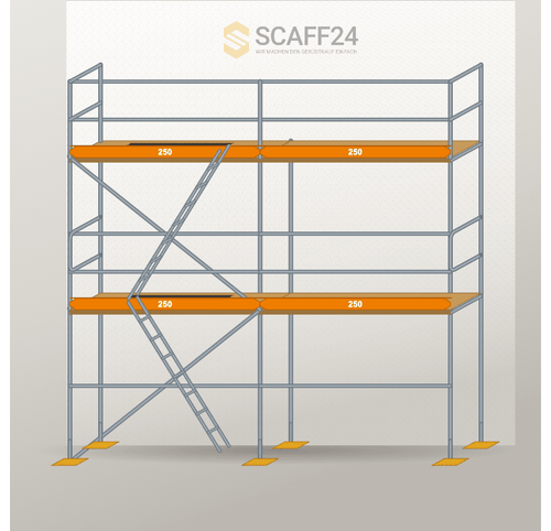 Fassadengerüst 5 x 4 m | 32,5 m² | Stahl / Holzbelag | RUX65 Fassadengerüst Scaff24 