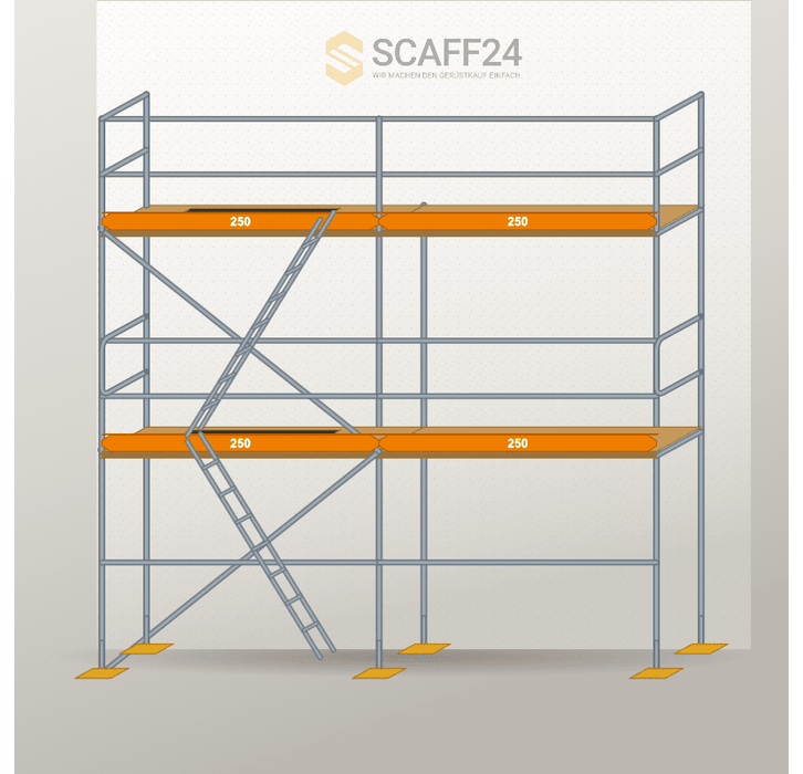 Fassadengerüst 5 x 4 m | 32,5 m² | Stahl / Holzbelag | RUX65 Fassadengerüst Scaff24 