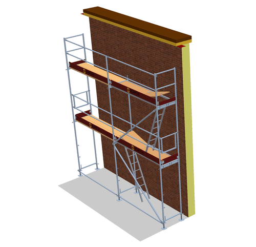 Fassadengerüst 5 x 6 m | 32,5 m² | Stahl / Holzbelag | SL74 Fassadengerüst Scaff24 