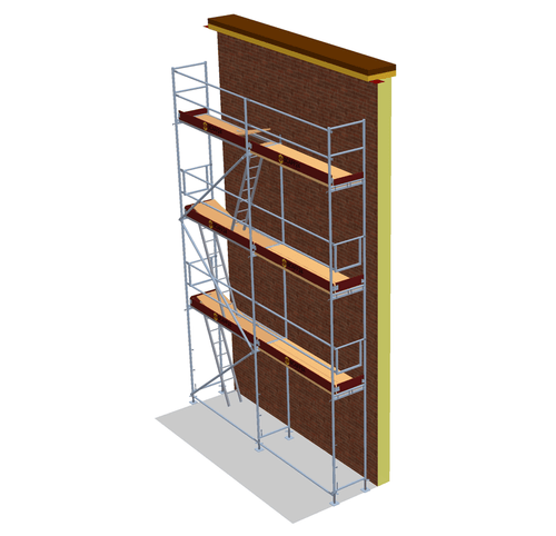 Fassadengerüst 5 x 8 m | 42,5 m² | Stahl / Holzbelag | SL74 Fassadengerüst Scaff24 