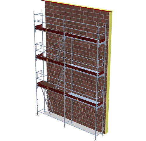 Fassadengerüst 5,14 x 8 m | 43,69 m² | Stahl / Stahlboden | S73 Gerüst Scaff24 