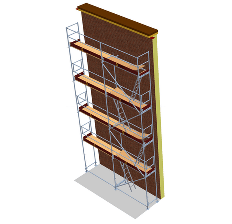 Fassadengerüst 6 x 10 m | 63 m² | Stahl / Holzbelag | SL74 Fassadengerüst Scaff24 
