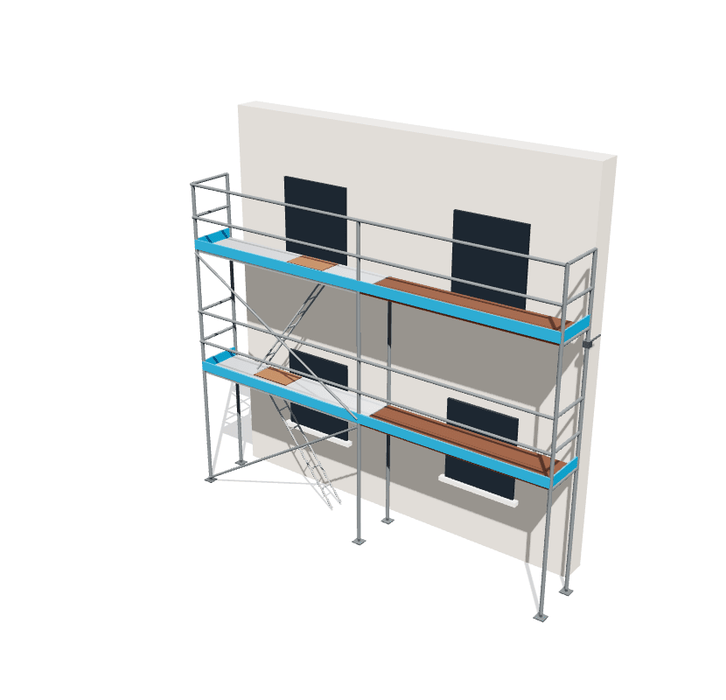 Fassadengerüst 6,14 x 6 m | 39,91 m² | Stahl / Sperrholz | S73 Fassadengerüst Scaff24 