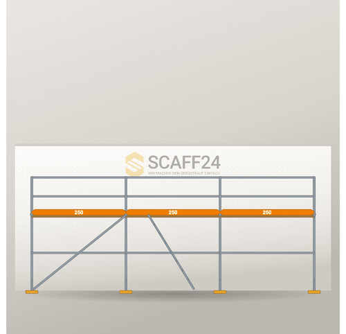 Fassadengerüst 7,5 x 4 m | 33,75 m² | Stahl / Holzbelag | RUX65 Fassadengerüst Scaff24 