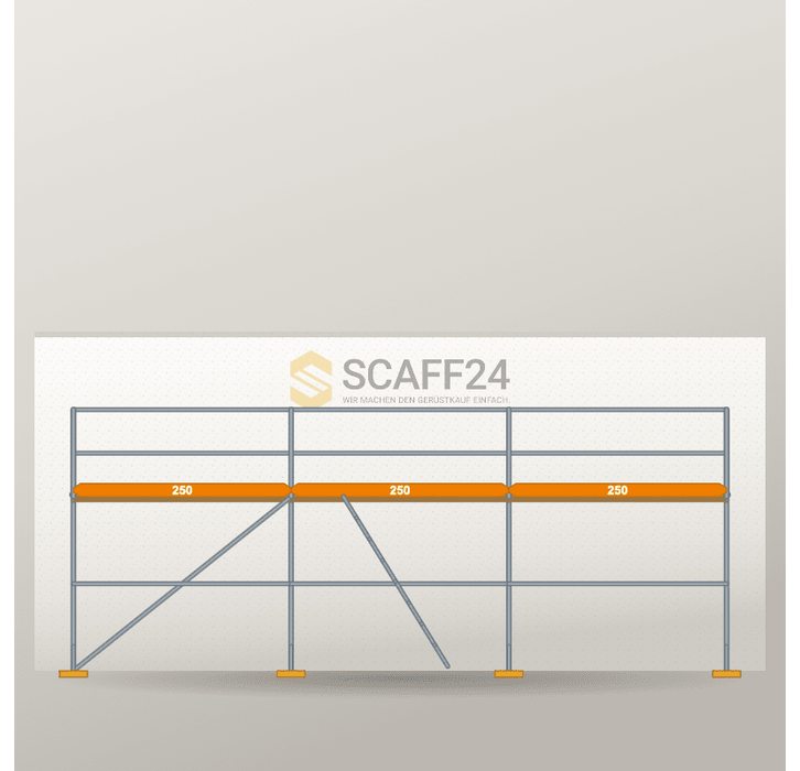 Fassadengerüst 7,5 x 4 m | 33,75 m² | Stahl / Holzbelag | RUX65 Fassadengerüst Scaff24 