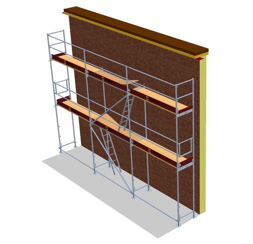 Fassadengerüst 7,5 x 6 m | 48,75 m² | Stahl / Holzbelag | SL74 Fassadengerüst Scaff24 