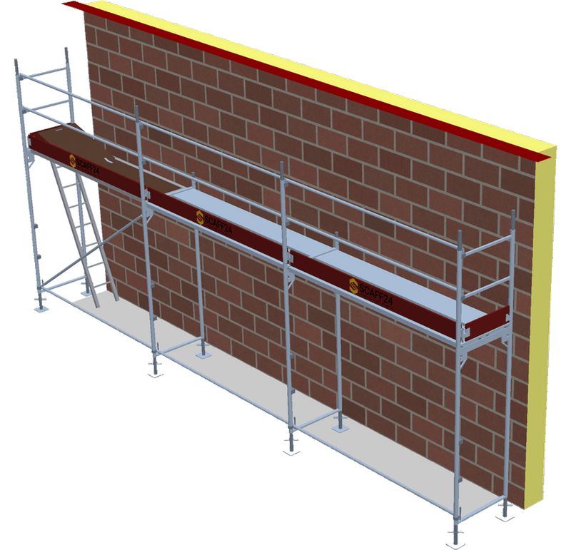 Fassadengerüst 7,71 x 4 m | 34,7 m² | Stahl / Stahlboden | S73 Fassadengerüst Scaff24 